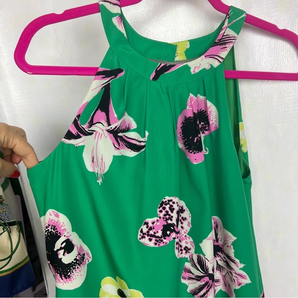 J. Crew high neck green dress mini floral key hole open back sleeveless sz. 4 - Picture 6 of 14